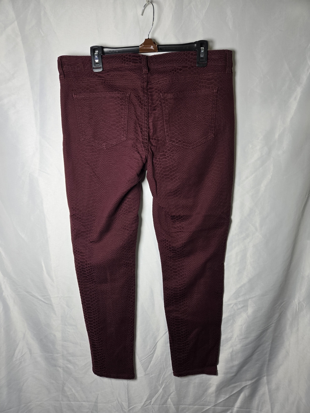 Joe Fresh Burgundy Snakeskin Embossed Ultra Slim Skinny Jeans - Picture 4 of 8